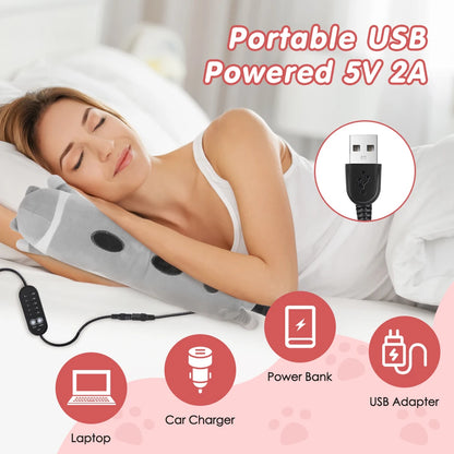 USB Heated Cat Plush Pillow - Adjustable Warming Cushion for Comfort and Pain Relief