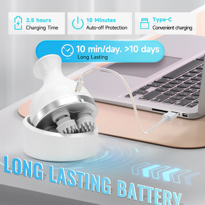 Electric Scalp & Body Massager - Portable Waterproof Deep Tissue Kneading Tool