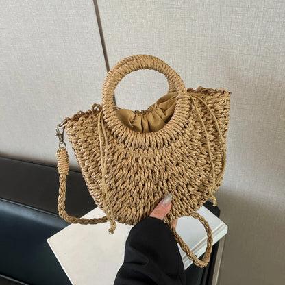 Luxury Orange Straw Handbag