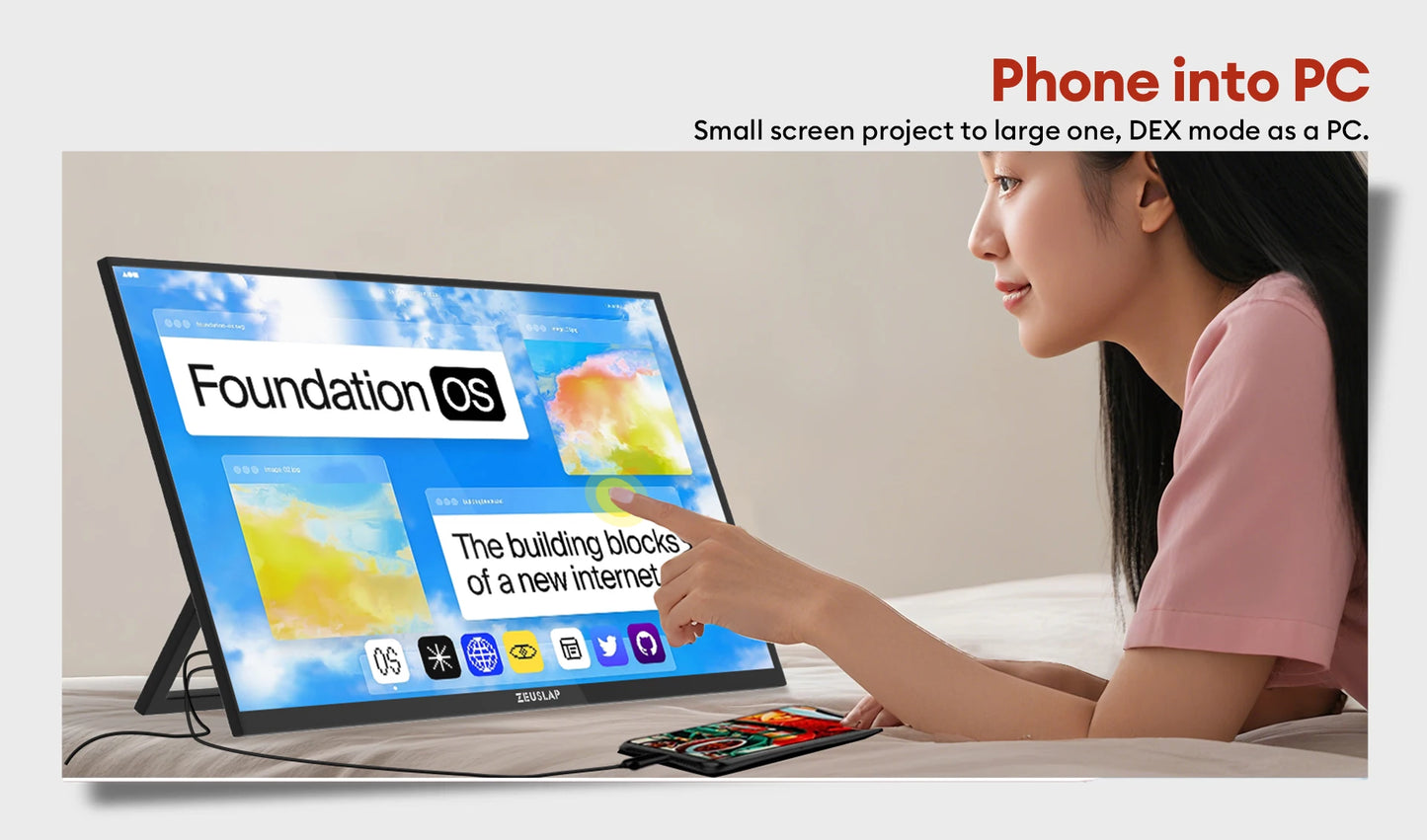 18.5" Touchscreen Portable Monitor 1080P IPS HDR Ultra-Slim Display