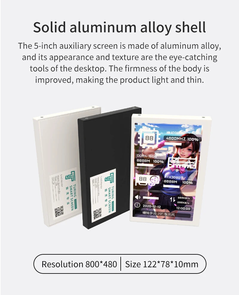 5" IPS PC Hardware Monitor - USB Type-C CPU & GPU Real-Time Stats Display