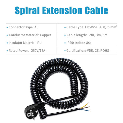 European Standard Power Extension Cord - 16A 2500W Heavy Duty AC Cable