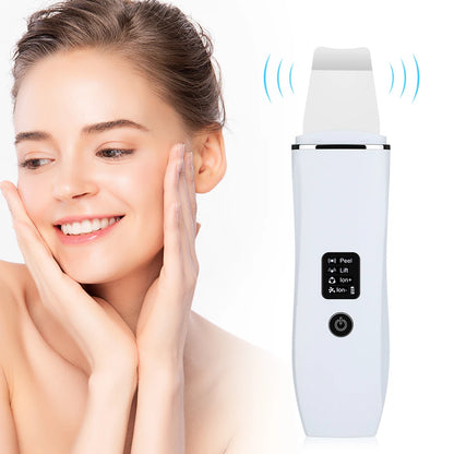 Ultrasonic Facial Skin Scrubber - Deep Pore Cleansing & Lifting Spatula Device
