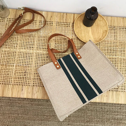 Luxury Striped Canvas Bucket Bag