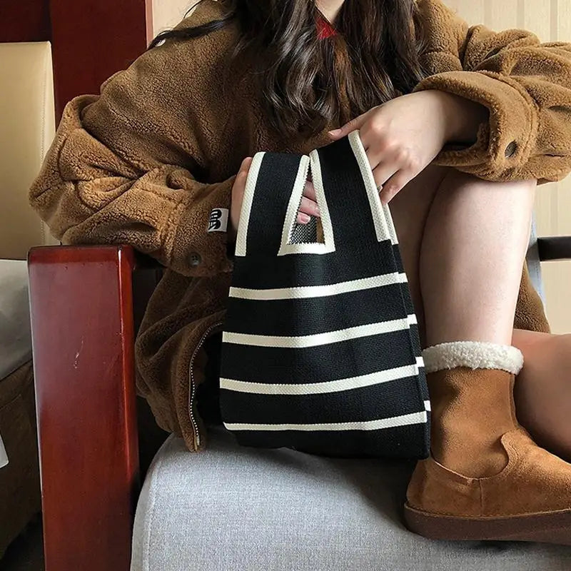 Luxury Knitted Stripe Tote