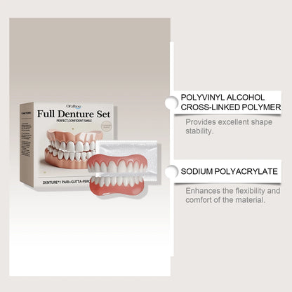 Comfort Fit Temporary Denture Set - Realistic Smile Repair Kit for Upper & Lower Teeth