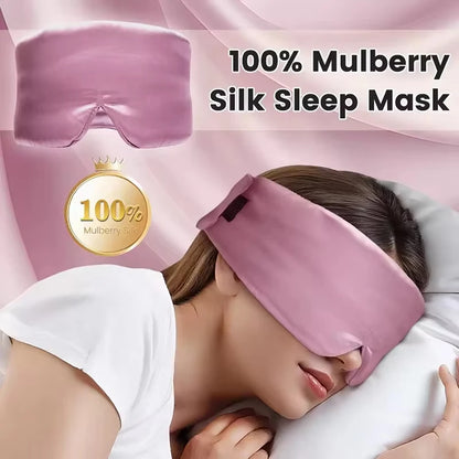 Soft Mulberry Silk Sleep Mask - Pressureless Blackout Eye Mask for Travel