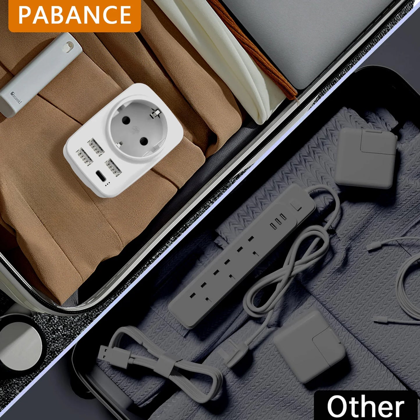 UK Travel Adapter Type G Plug with 3 USB-A & 1 USB-C Ports 5-in-1 Charger