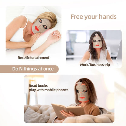 Wireless 7-Color LED Light Therapy Silicone Face Mask for Skin Care