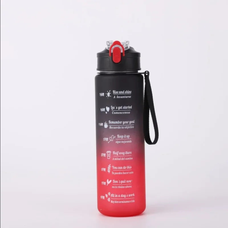 Motivational 750ml Sports Water Bottle with Time Marker & Leak-Proof Straw - 37