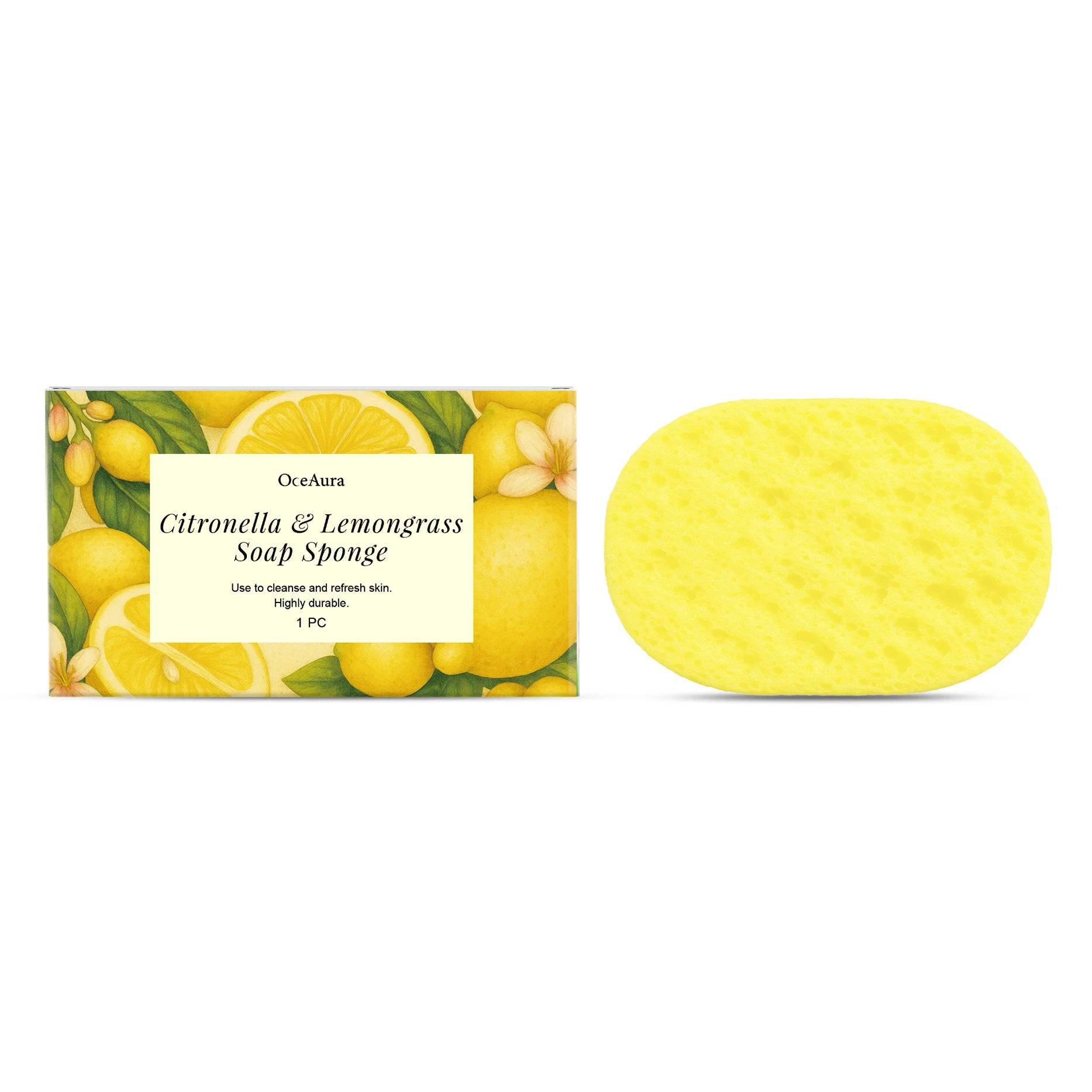 Citronella & Lemongrass Exfoliating Bath Sponge for Daily Skin Cleansing - 15