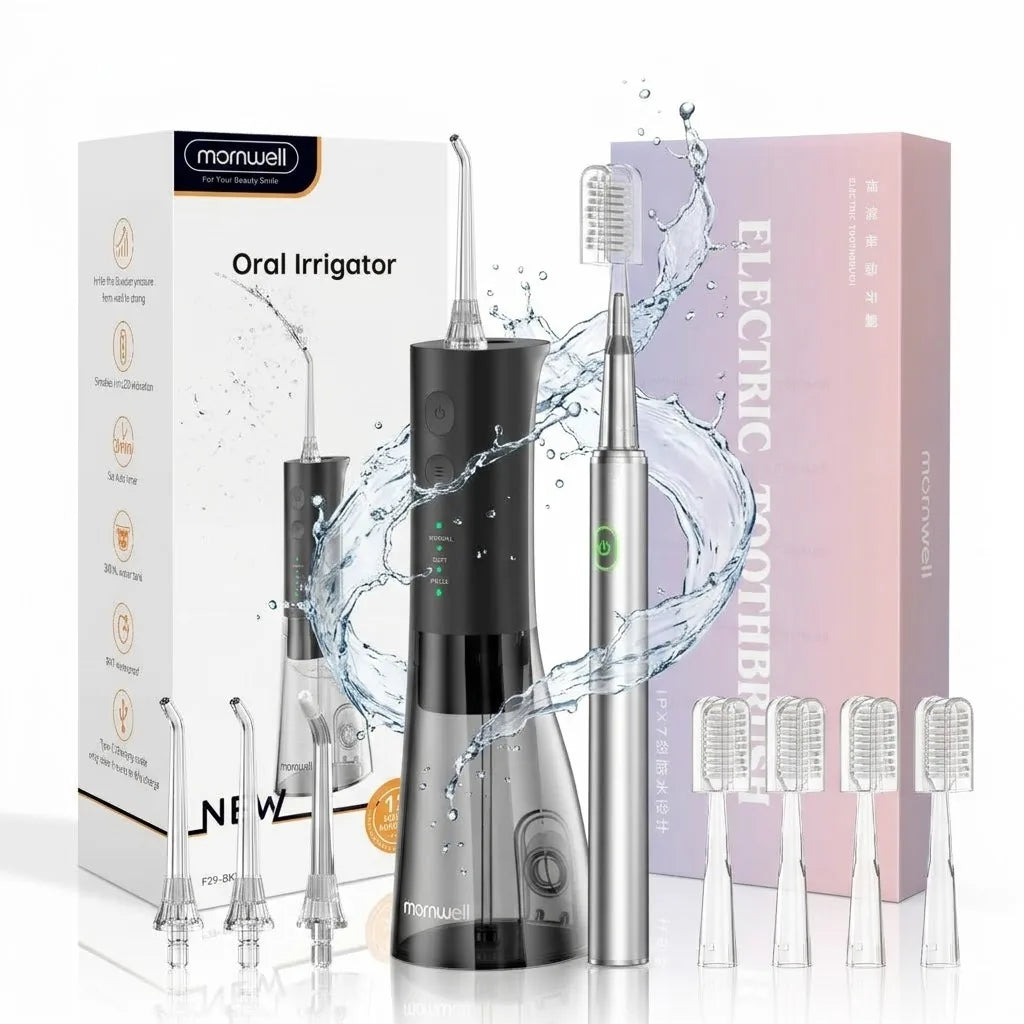 Portable Oral Irrigator & Sonic Toothbrush Combo Set for Deep Teeth Cleaning - 1
