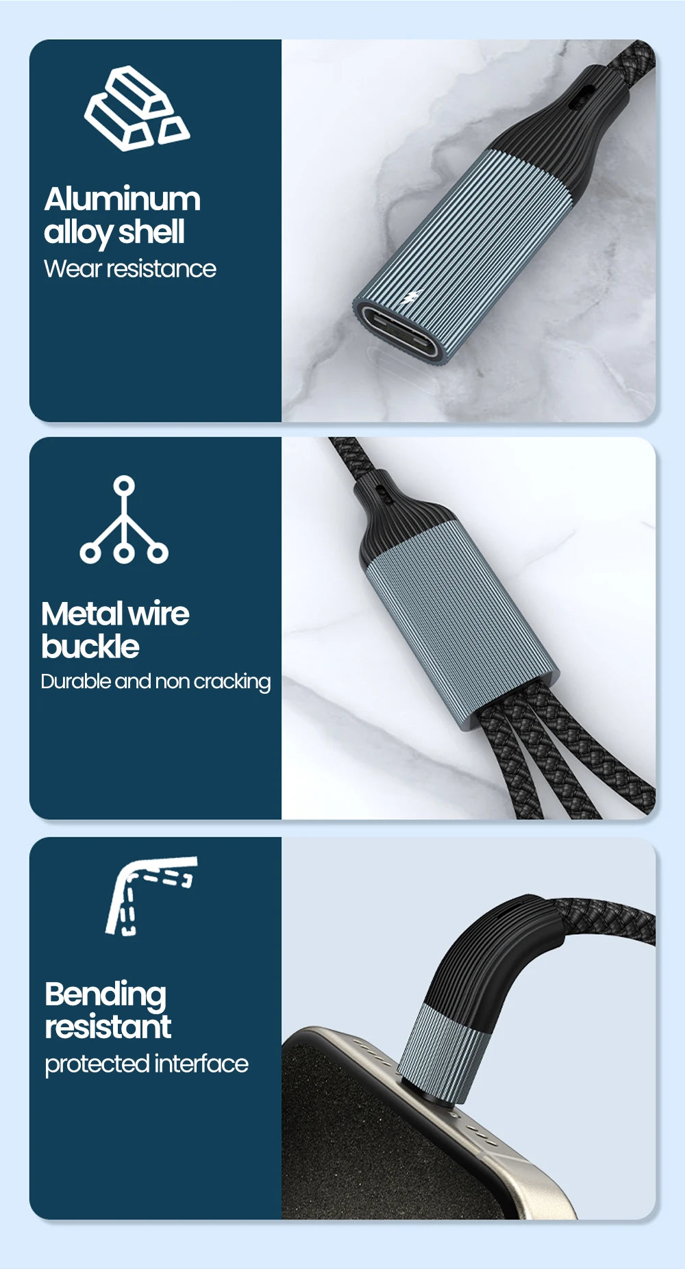 USB C Hub Splitter Adapter - 60W PD Fast Charging & Data Transfer Cable