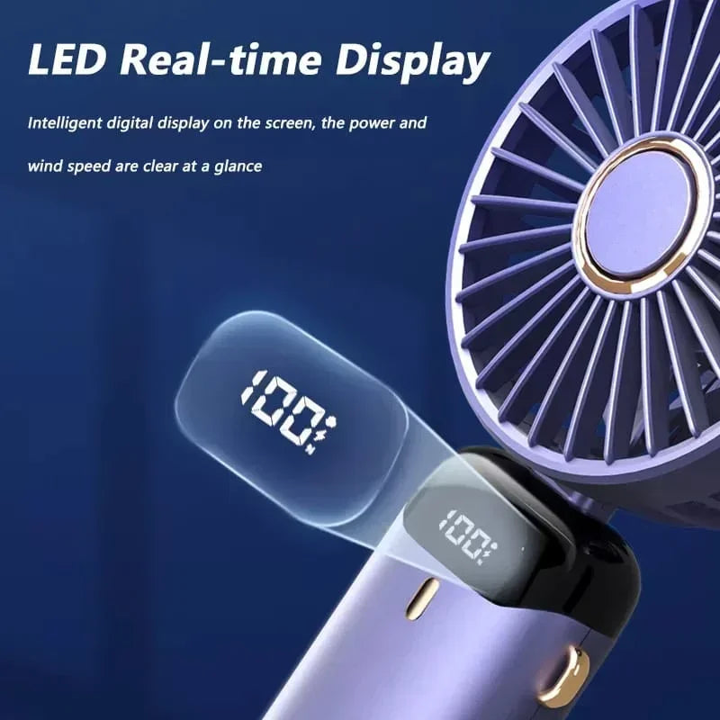 Portable 5-Speed Handheld & Neck Fan with Phone Stand & LED Display