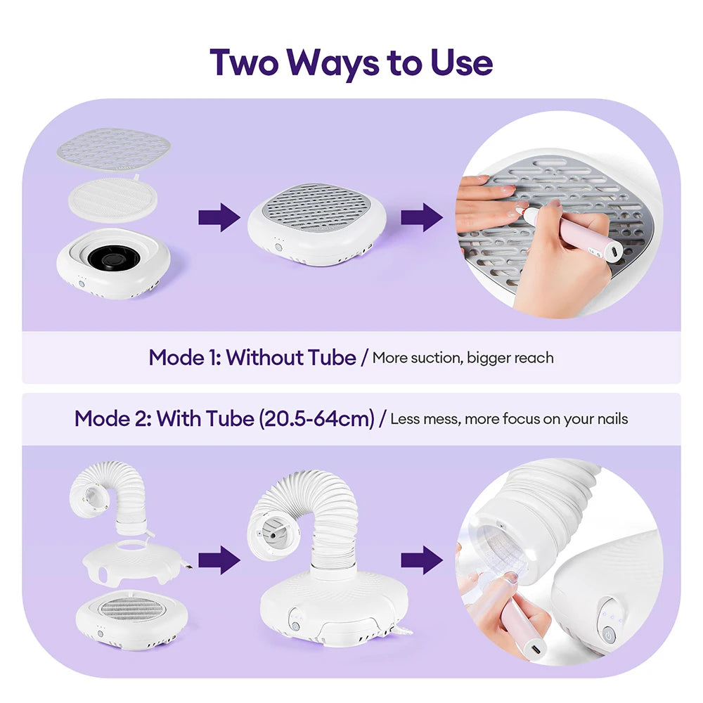Nail Dust Collector Vacuum Extractor with Adjustable Tube - 3