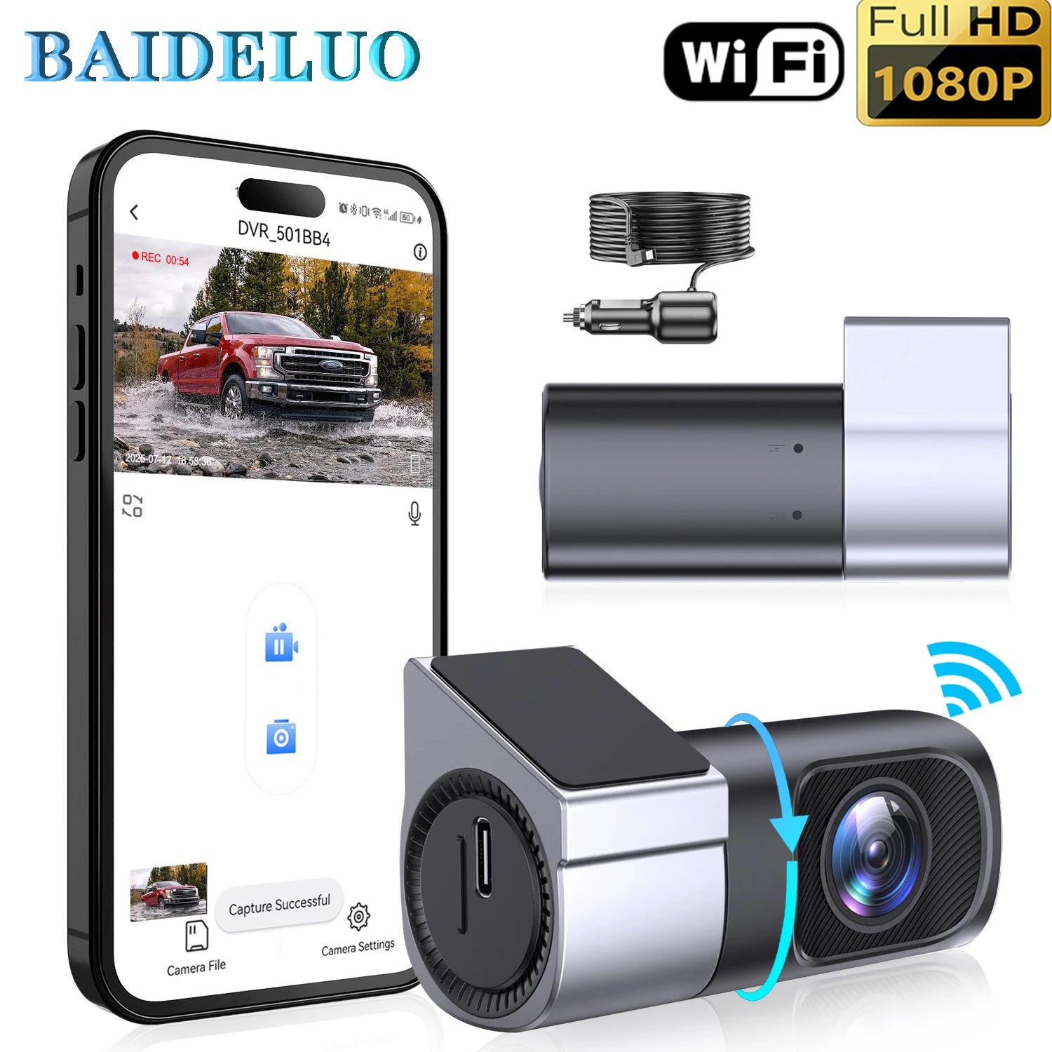 1080P HD Mini Hidden Dash Cam - Night Vision & WiFi App Control - 1