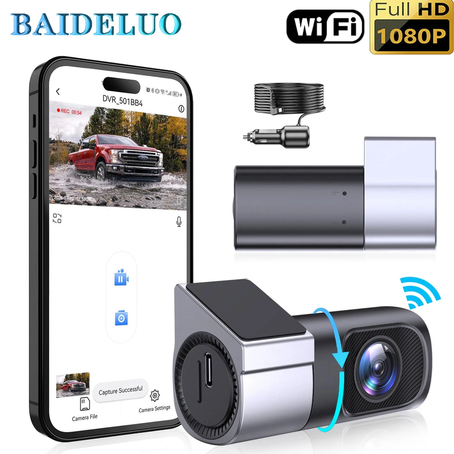 1080P HD Mini Hidden Dash Cam - Night Vision & WiFi App Control