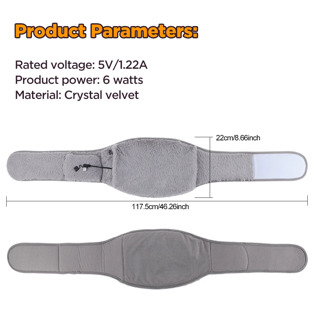 Electric Heated Waist Warmer Belt with 3 Temperature Levels for Pain Relief