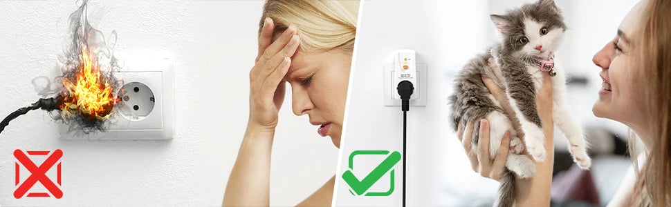 EU GFCI Leakproof Safety Plug - 16A RCD Circuit Breaker for Home & Outdoor