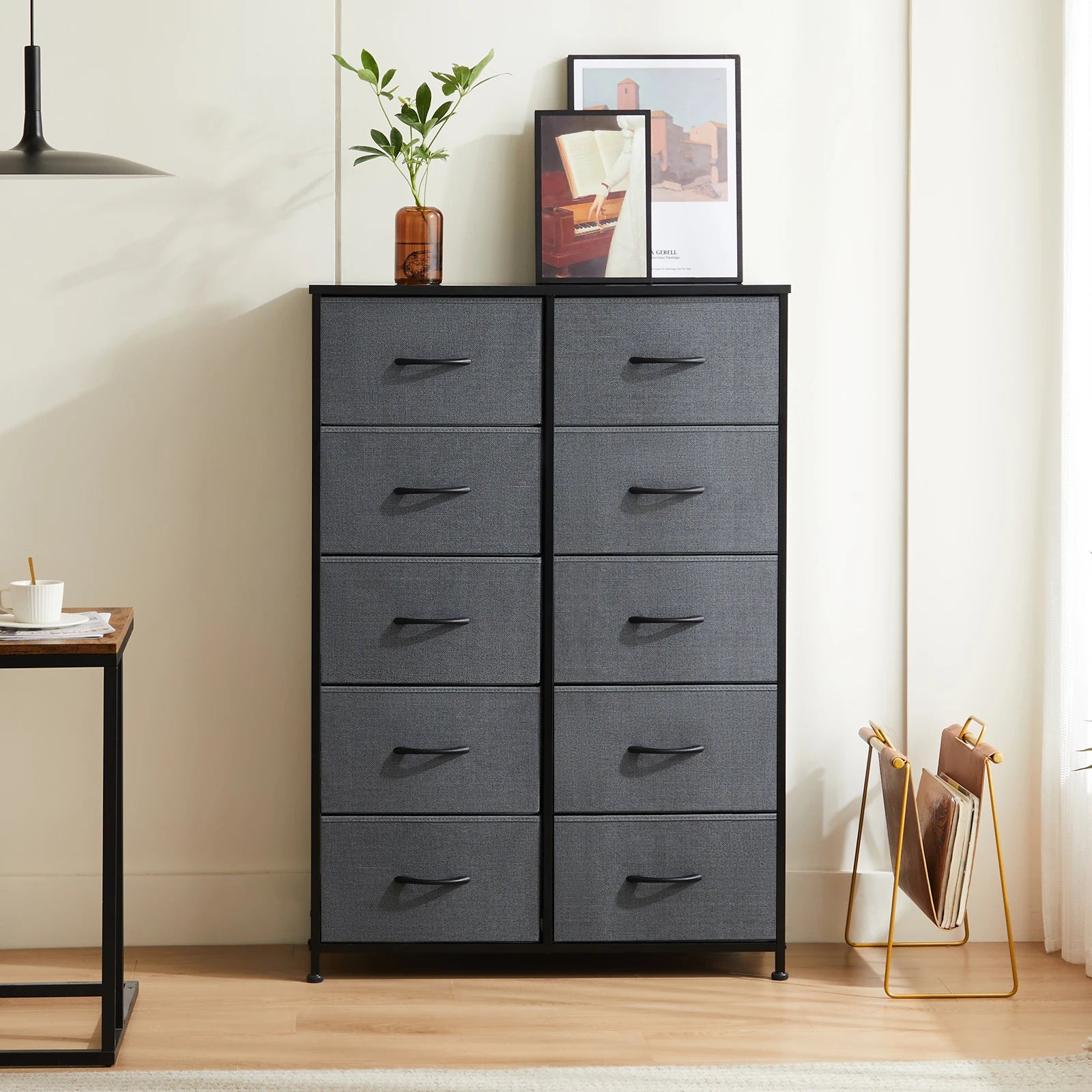 10-Drawer Fabric Dresser Organizer with Sturdy Steel Frame Storage Unit - 2