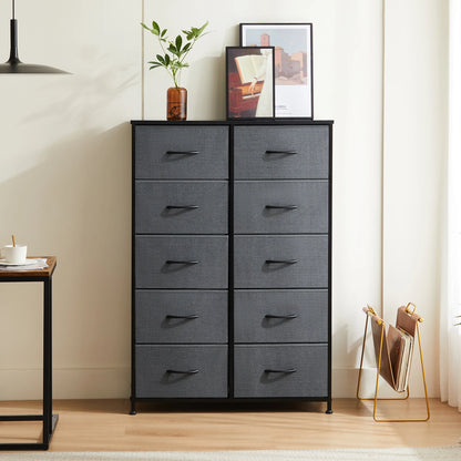 10-Drawer Fabric Dresser Organizer with Sturdy Steel Frame Storage Unit