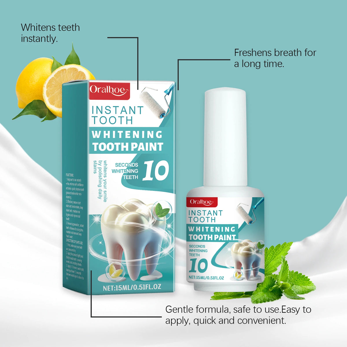 Instant Teeth Whitening Paint Gel for Stain Removal and Bright Smile
