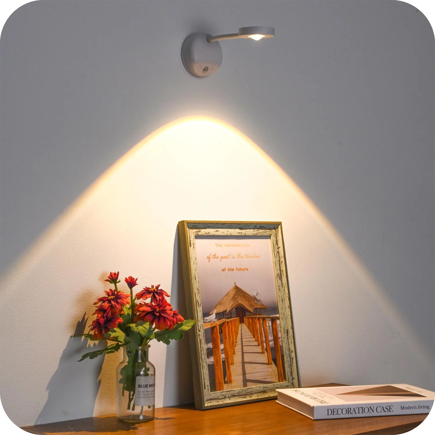 Wireless Motion Sensor LED Wall Light - Rechargeable Type-C Dimmable Indoor Lamp - 1