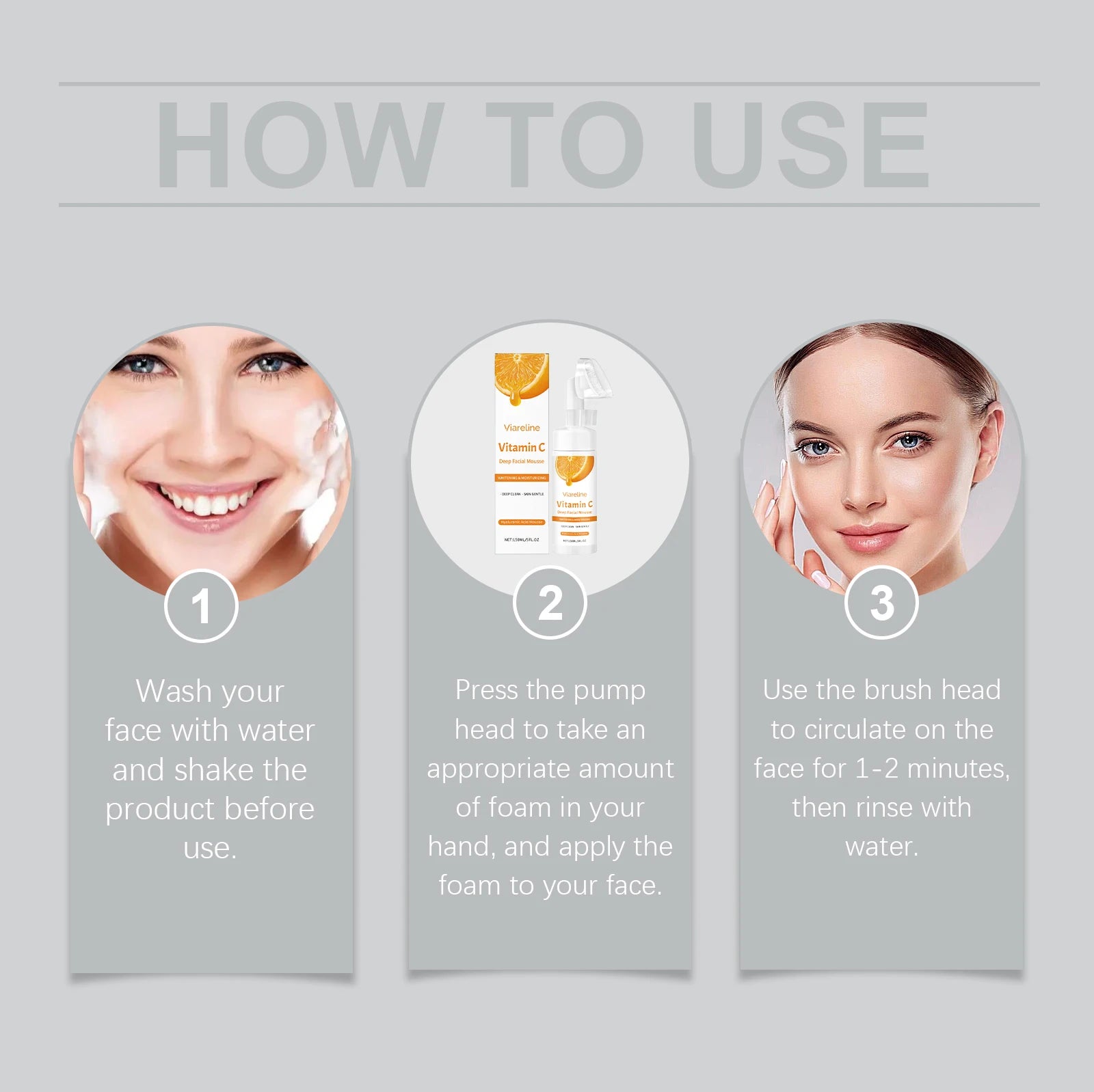 Vitamin C Brightening Facial Cleanser with Built-in Exfoliating Brush - 12