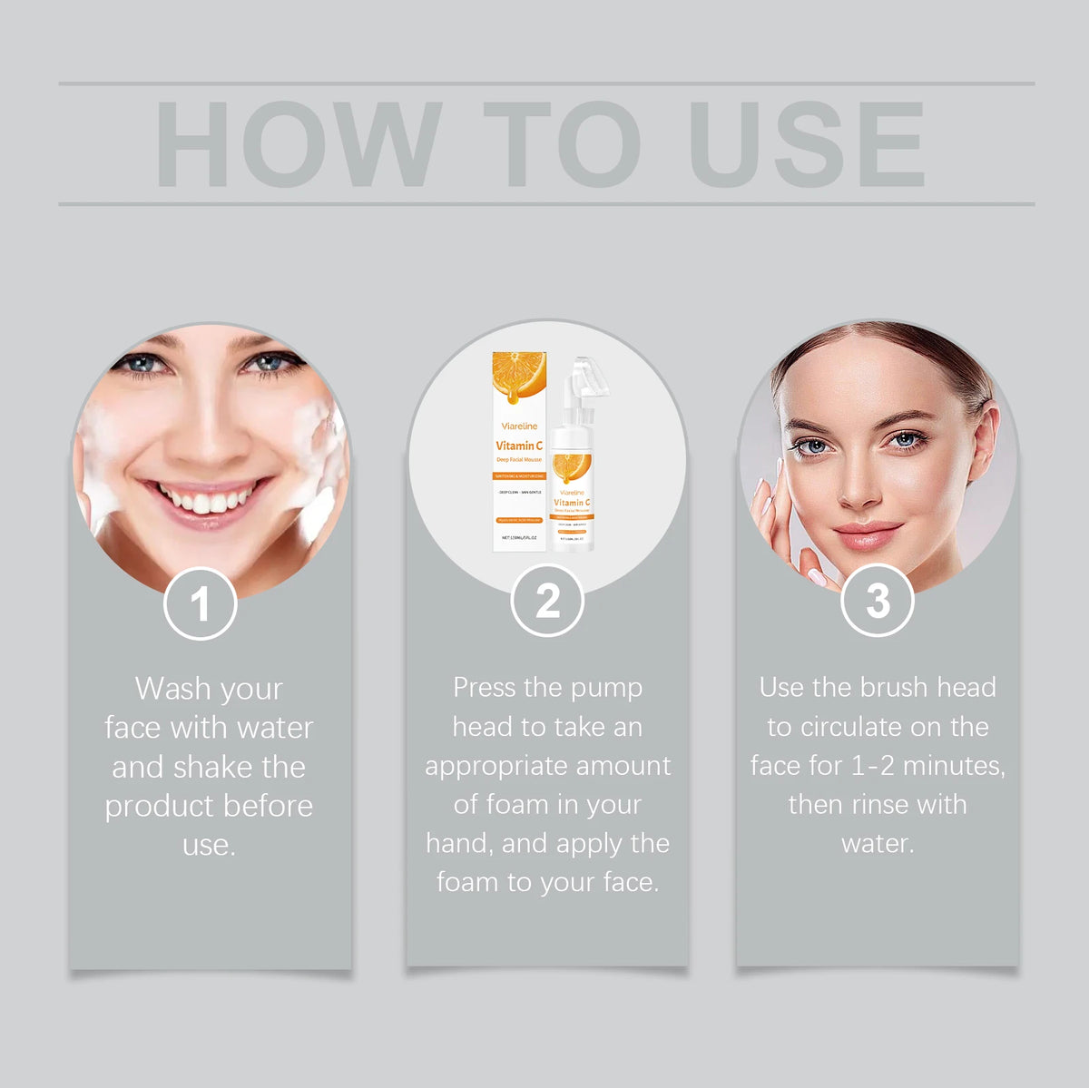 Vitamin C Brightening Facial Cleanser with Built-in Exfoliating Brush