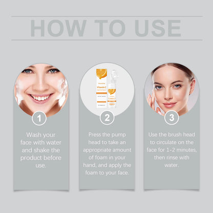 Vitamin C Brightening Facial Cleanser with Built-in Exfoliating Brush
