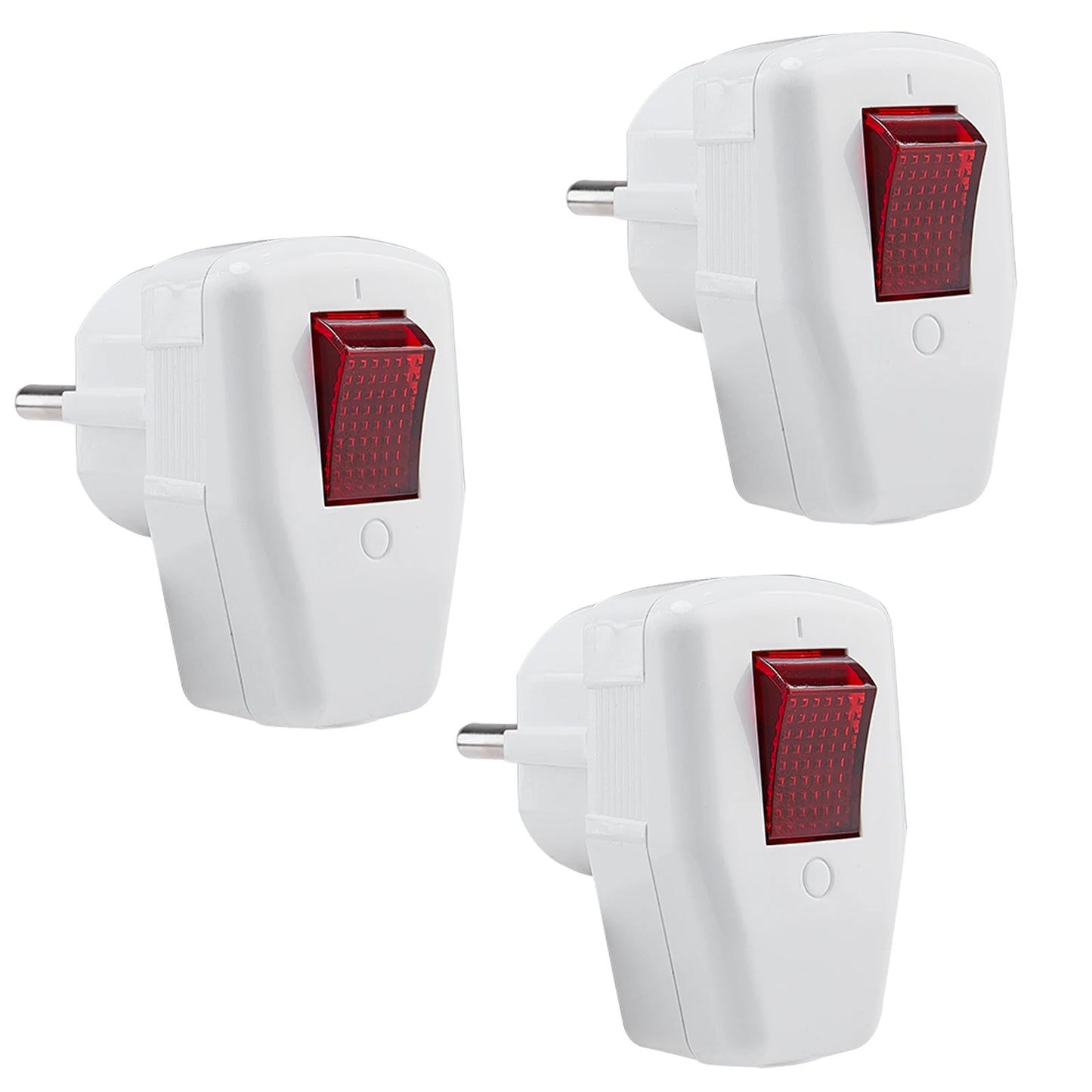 3-Pack EU Schuko Rewirable Power Plug with On/Off Switch - 250V 16A