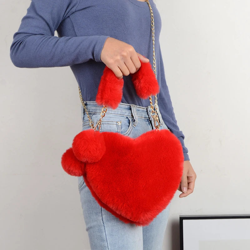 Luxury Plush Heart Handbag