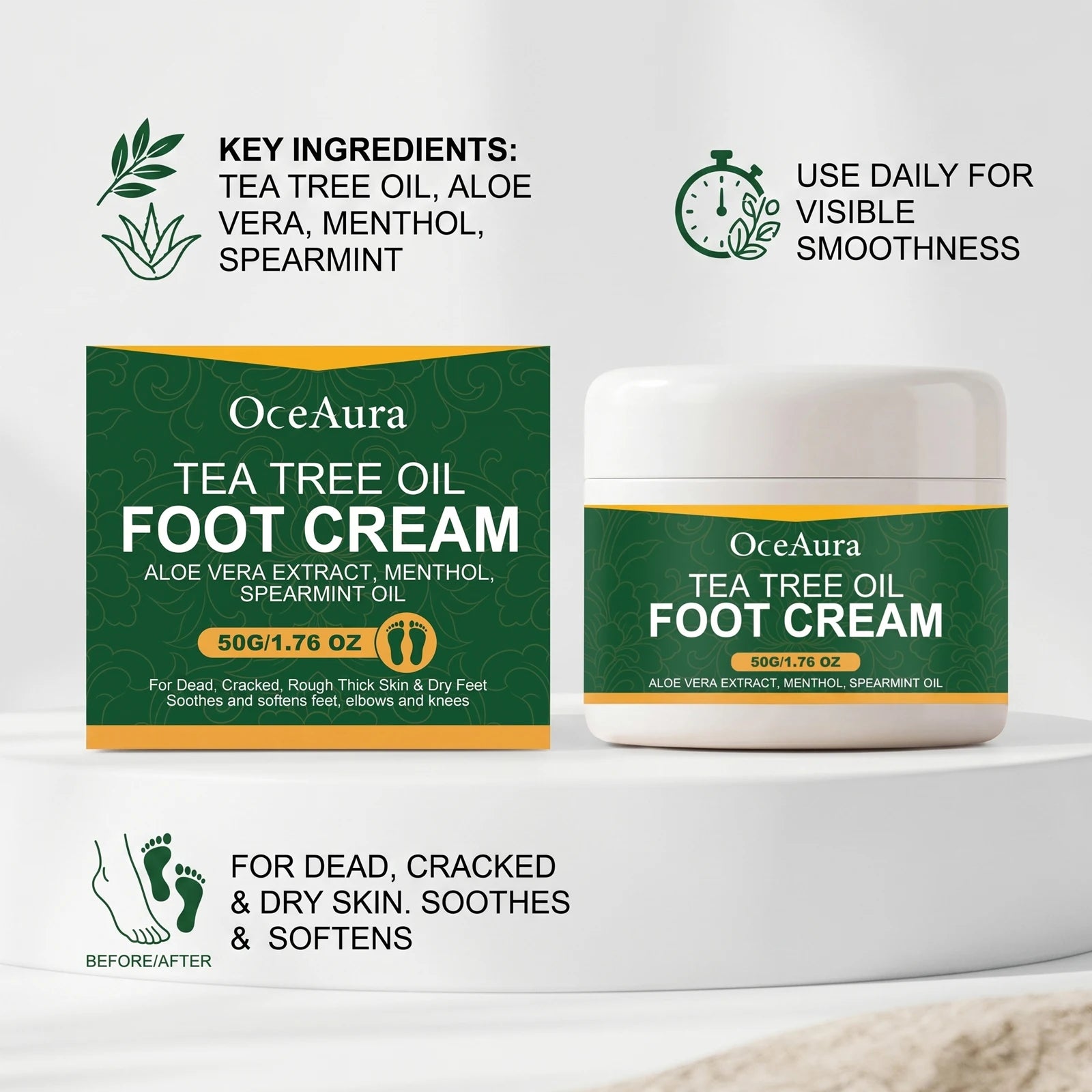 Tea Tree Oil Foot Repair Cream for Cracked Heels and Dry Skin - 4