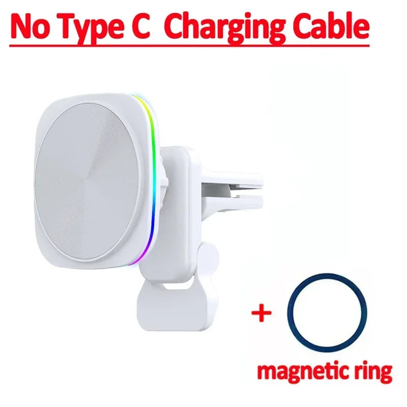 Magnetic Wireless Car Charger & Phone Mount - 15W Fast Charging Station - 26
