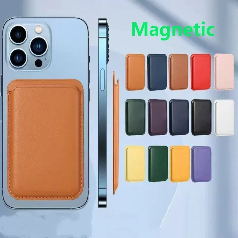 Magnetic Leather Wallet Case for iPhone & Samsung - Slim Card Holder Cover - 1