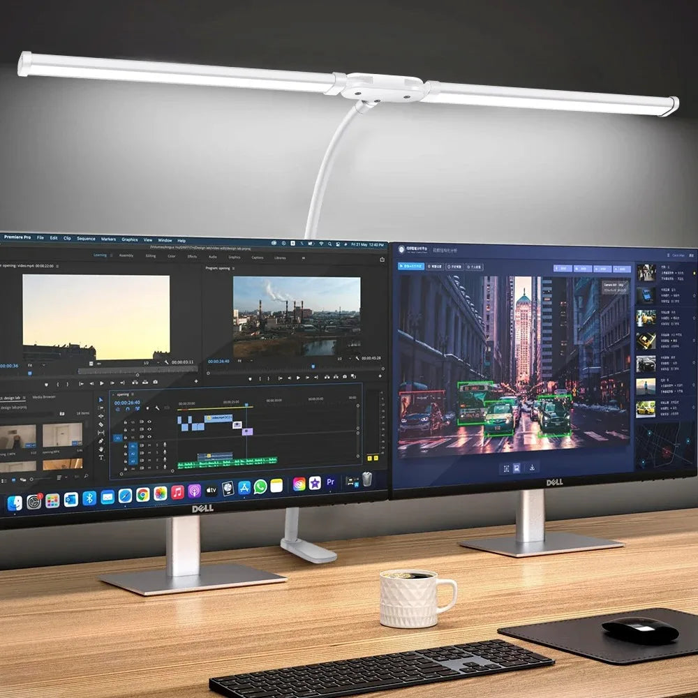 Dual-Head LED Architect Desk Lamp – Dimmable & Adjustable Office Lighting