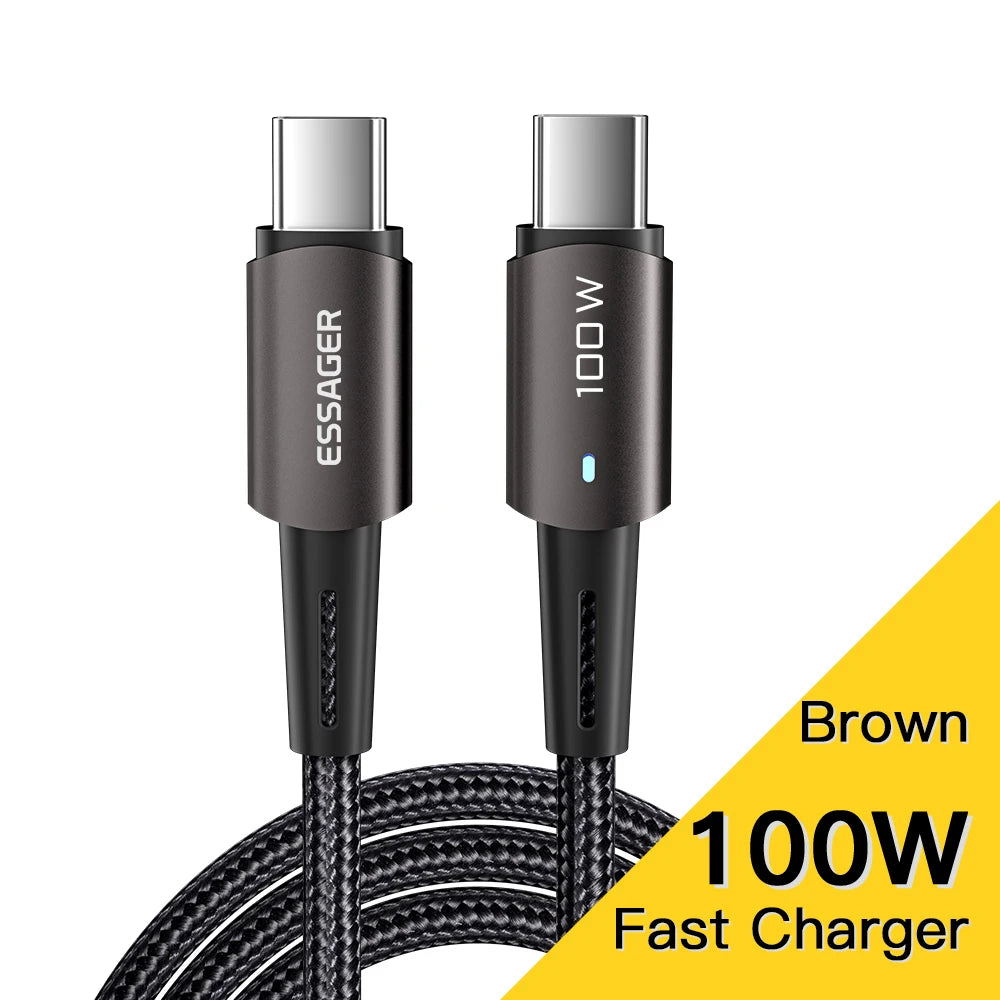 100W USB-C Fast Charging Cable - PD QC 4.0 Data Sync Cord for Laptop & Phone - 30