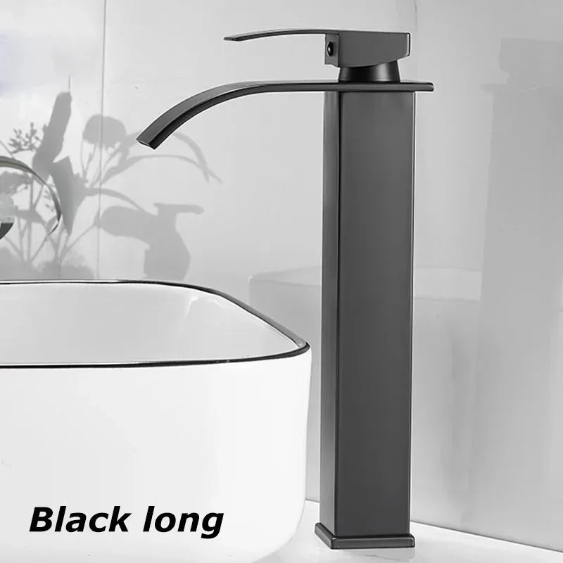 Modern Waterfall Bathroom Sink Faucet - Hot & Cold Stainless Steel - 21