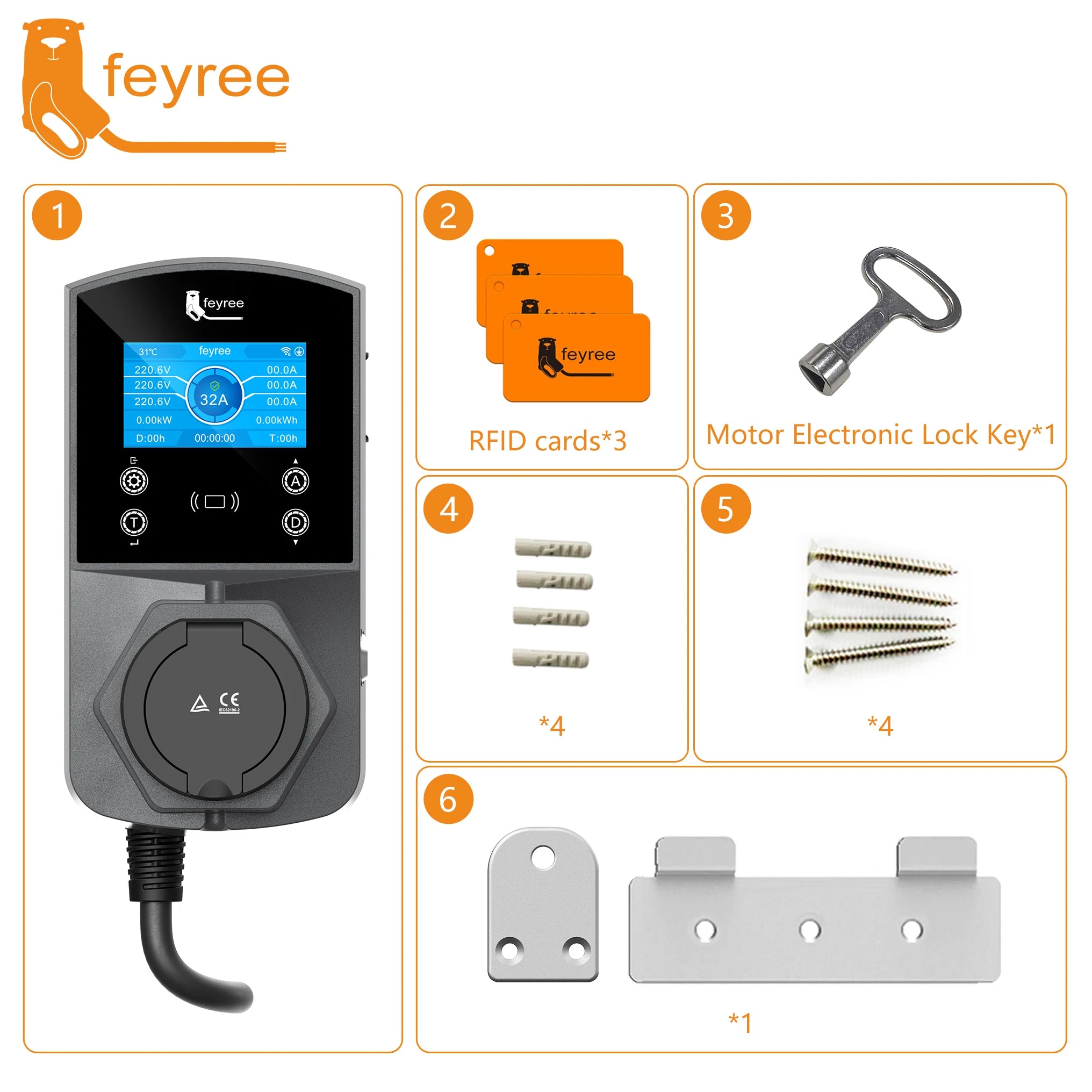 22KW Smart EV Wallbox Charger - WiFi App Control & Weatherproof EVSE - 6