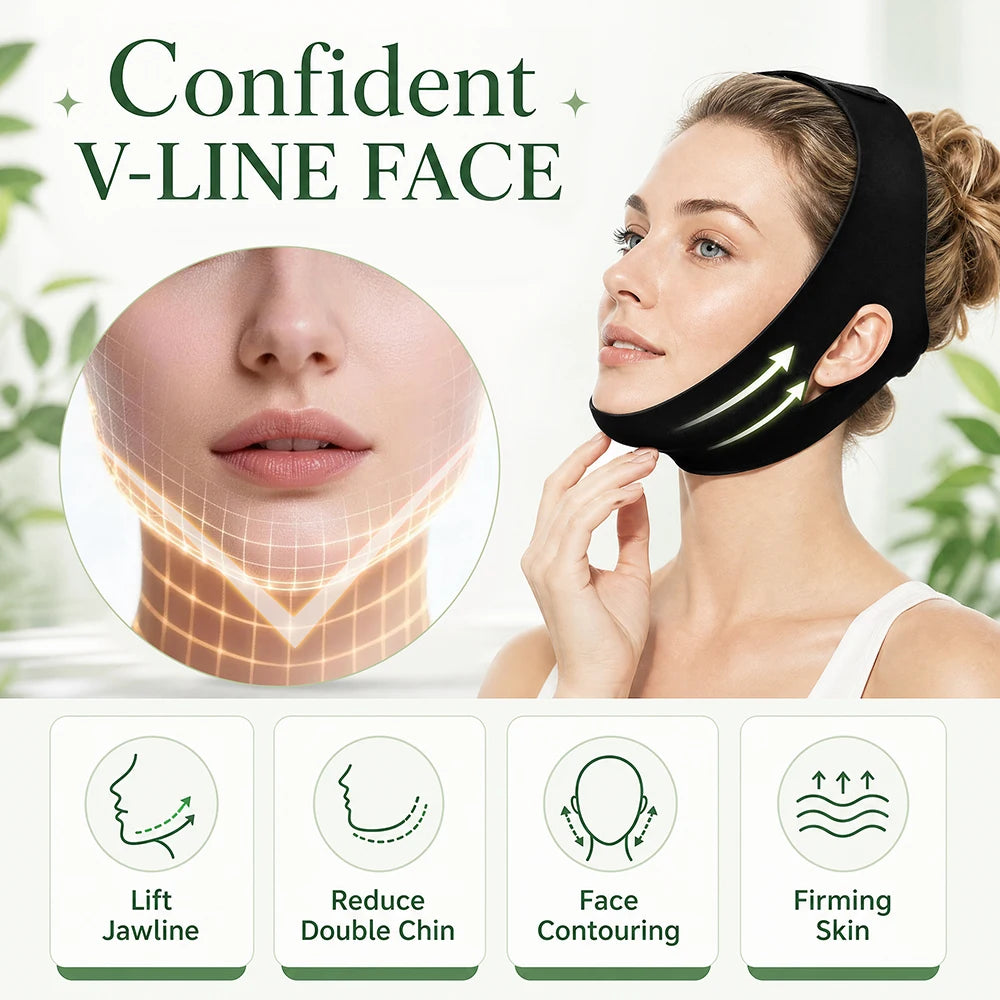 V-Line Face Lifting Bandage with Hot & Cold Gel Pack for Jaw & Chin Contouring - 10