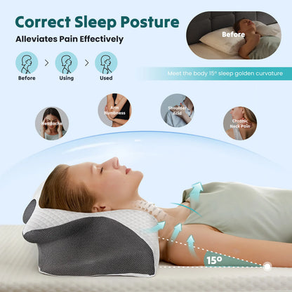 Ergonomic Memory Foam Cervical Pillow for Neck Pain Relief & Cooling