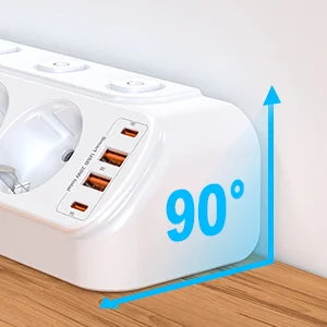 8-in-1 EU Power Strip with 4 Outlets, 2 USB-C & 2 USB-A Fast Charging