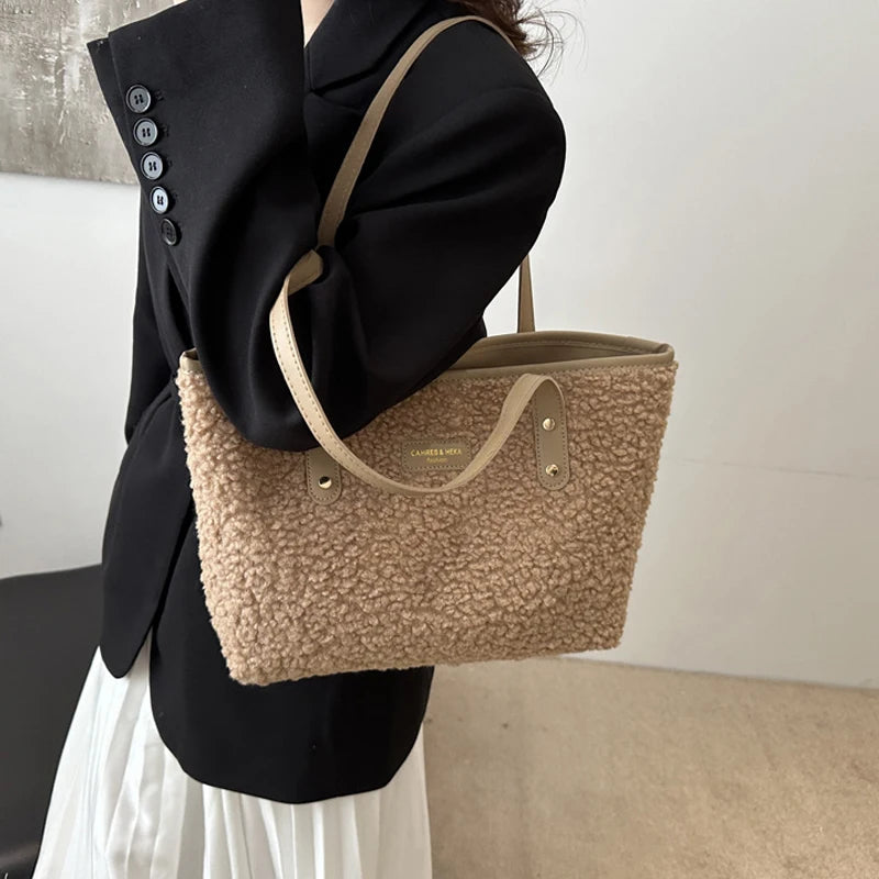 Luxury Lamb Wool Tote Bag