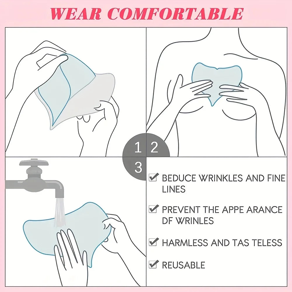 Anti-Wrinkle Silicone Chest Pad - Reusable Smoothing Skin Care Patch - 6