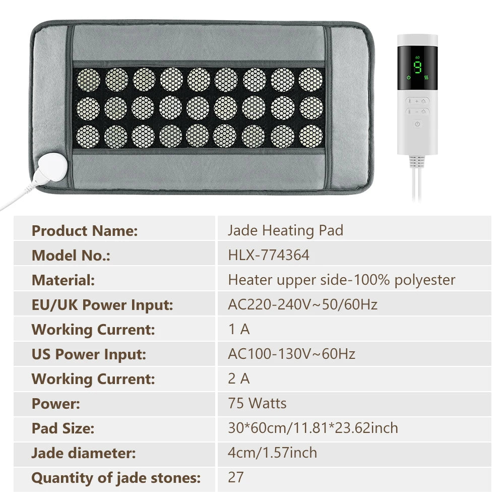 Jade Stone Heating Pad - Deep Tissue Thermal Therapy for Pain Relief - 12