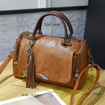 Luxury Tassel Boston Shoulder Bag