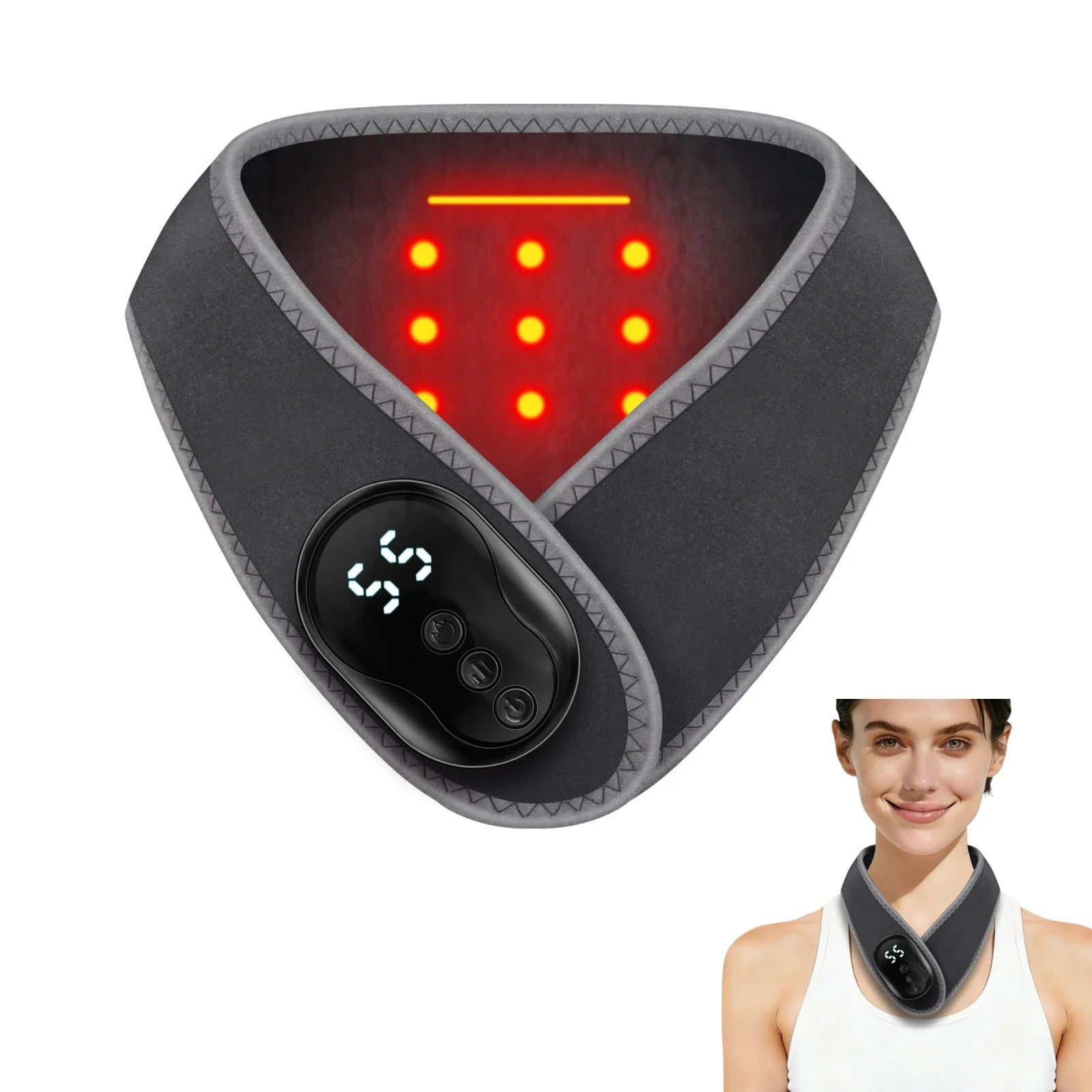 Portable Wireless Neck Massager Wrap with Heat and Vibration Therapy - 1