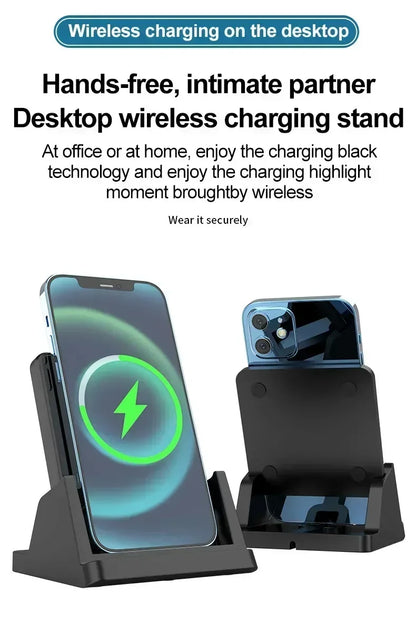 15W Fast Wireless Charging Stand - Vertical & Horizontal Phone Charger