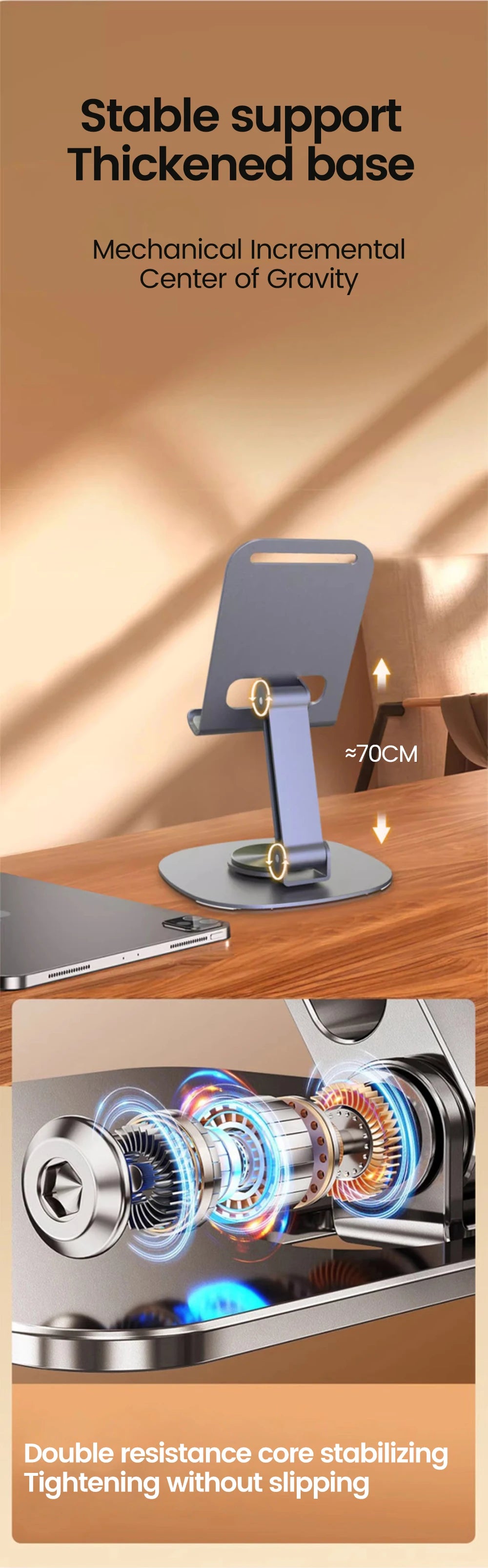 360° Rotating Foldable Phone & Tablet Desktop Stand – Adjustable Holder - 12