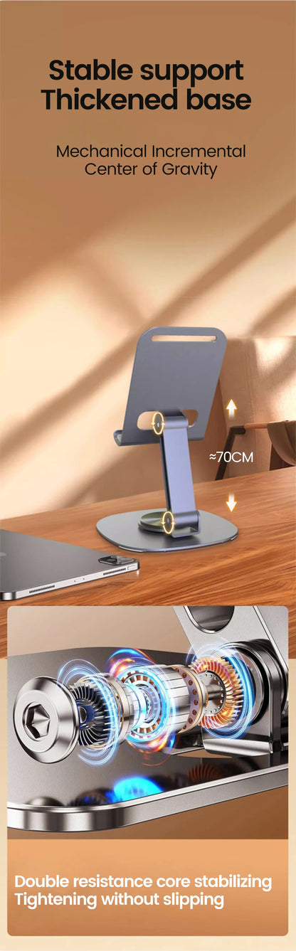 360° Rotating Foldable Phone & Tablet Desktop Stand – Adjustable Holder